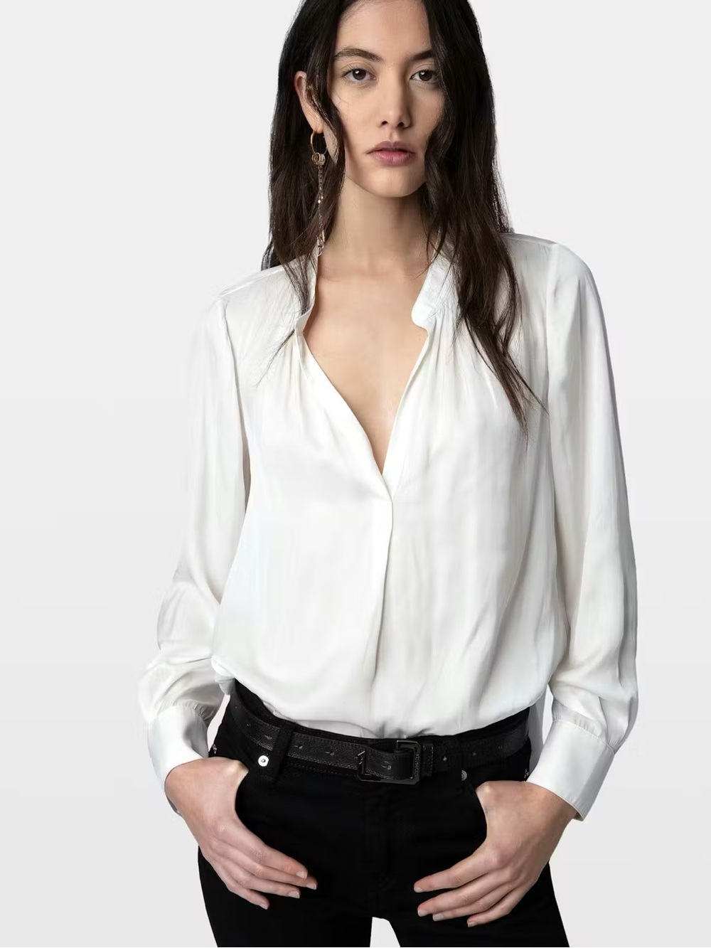 Zadig & Voltaire Tink Satin Blouse in White XS